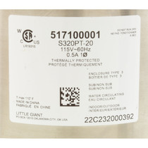 Little Giant 517100001 S Series Direct Drive Pump S320PT-20 with 20' Cord 60W.