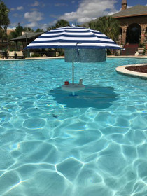 Pool Buoy Plus Floating Umbrella - Nautical Navy Pool Buoy Plus Floating Umbrella - Nautical Navy