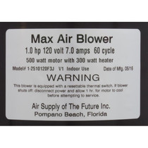 Air Blower, 1Hp, 110V, Heated