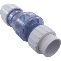 1.5"S Clear Swing Union PVC Check Valve with 0.5 lb Spring