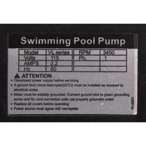 Pump, Hayward VL Series, 115v, 1-Spd, w/o Strainer, OEM