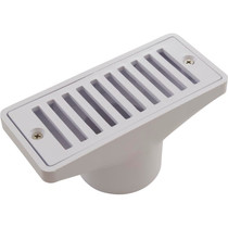 Gutter Drain, Pentair 2.5" x 6", w/Grate, White