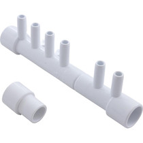 Manifold, 3/8"b, 6 Port, Flow Thru, 1/2"s x 1"spg