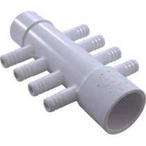 Manifold, 3/8" Barb, 8 Port, Flow Thru, 1" Slip x 1" Spigot Manifold, 3/8" Barb, 8 Port, Flow Thru, 1" Slip x 1" Spigot