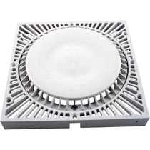 Main Drain Grate, 9" x 9" Square, with Screws, White