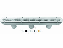 4/Cs 32" Light Gry Channel Drain W/ 3-Port Sump