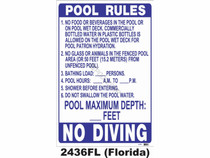 Florida Pool Rules 24" x 36" Sign Florida Pool Rules 24" x 36" Sign