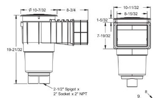 AquaStar Flow Star Skimmer with Flush Face 4" Extension - Dark Gray