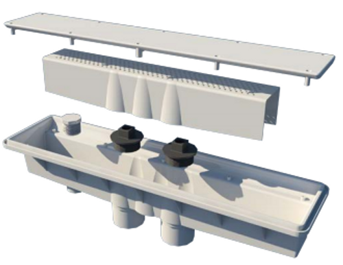 AVSC Dual Suction Hydrostatic Relief Channel Drain Standard Top - Gray 571911 AVSC Dual Suction Hydrostatic Relief Channel Drain Standard Top - Gray 571911