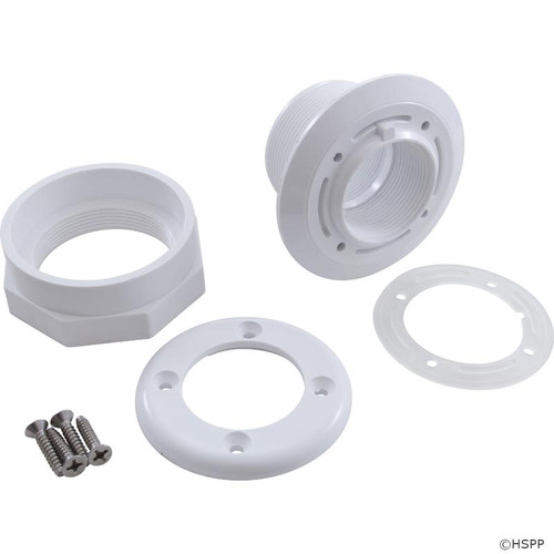Waterway Steel Wall Fitting Assembly with Combo Spacer/Locknut 1.5 FPT x 1.5 FPT - White # 400-9160B Waterway Steel Wall Fitting Assembly with Combo Spacer/Locknut 1.5 FPT x 1.5 FPT - White # 400-9160B