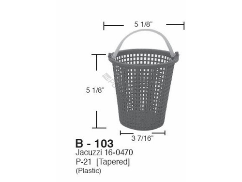 Basket, Pump, Jacuzzi, Generic, Tapered, Plastic