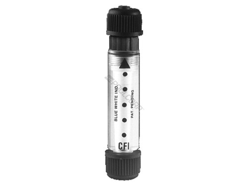 Flow Indicator, Blue-White, 3/8"od tubing, Glass Bobbin