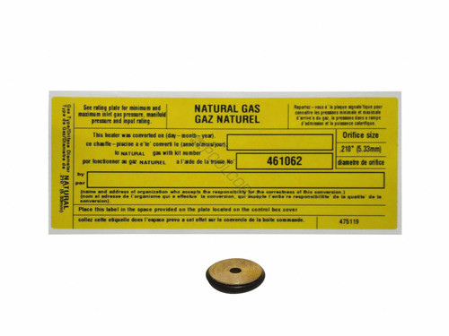 Conversion Kit, Pent MasterTemp 125, Propane to Nat. Gas