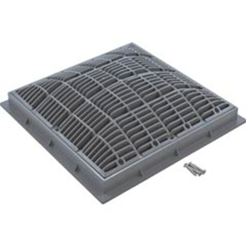 Main Drain Grate, Waterway, 12" x 12" Square, w/Frame, Gray Main Drain Grate, Waterway, 12" x 12" Square, w/Frame, Gray