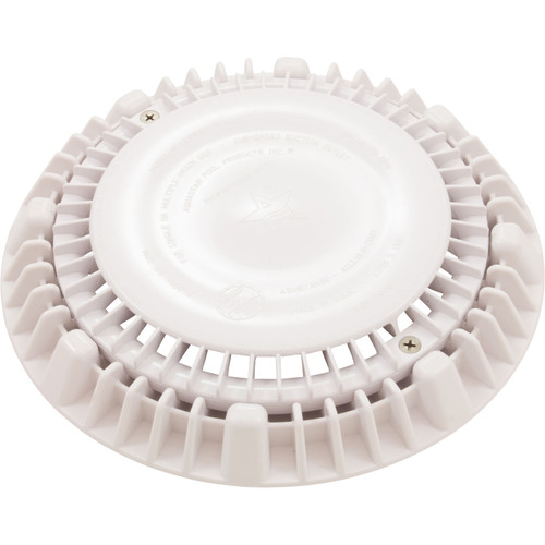 Main Drain Grate, CMP LowPro,8" Rnd, w/Frame & Vtd Riser,Wht