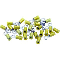 Ring Terminal, 12-10 AWG, #10 Stud, Yellow, Quantity 25