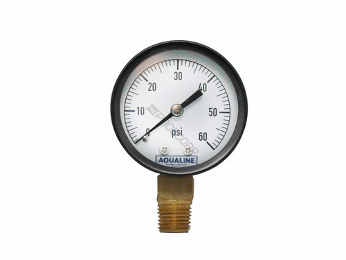 2" 0-60Psi .25" Lower Mount Pressure Gauge
