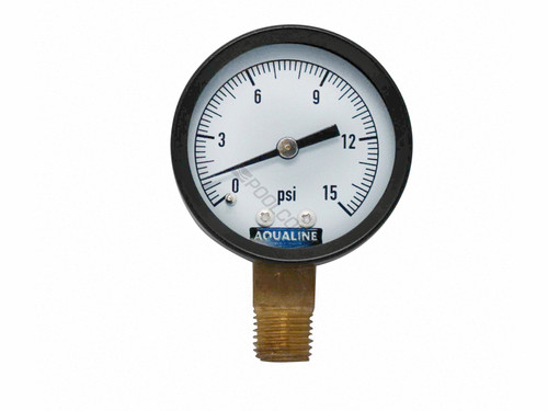 2" 0-15Psi .25" Lower Mount Pressure Gauge