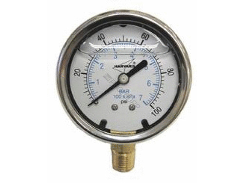 2.5" 0-30"Hg Btm Mount Liq Fill Vacuum Gauge