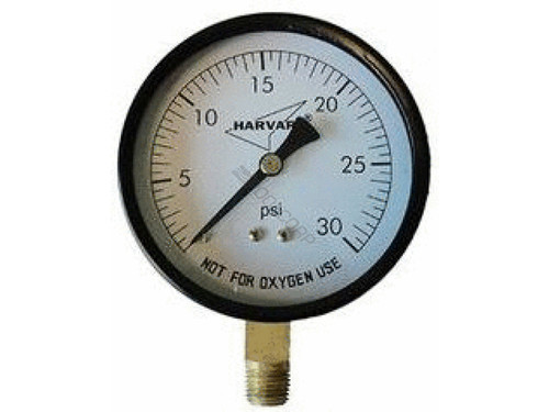 2" 0-30Psi .25" Btm Mount Plastic Pressure Gauge