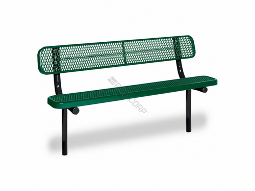 6' Exp Steel Permanent Bench W/ Back 6' Exp Steel Permanent Bench W/ Back