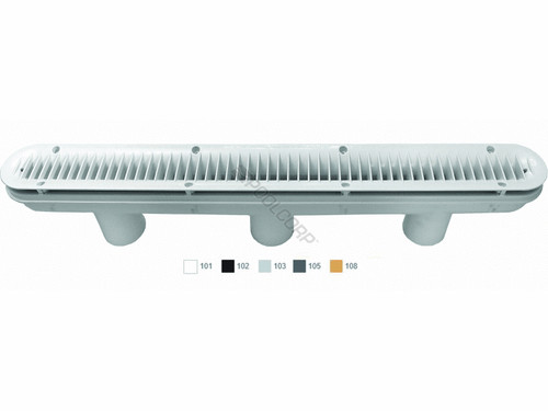 4/Cs 32" Light Gry Channel Drain W/ 3-Port Sump