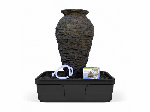 Medium Stacked Slate Urn Landscape Fountain Kit Medium Stacked Slate Urn Landscape Fountain Kit