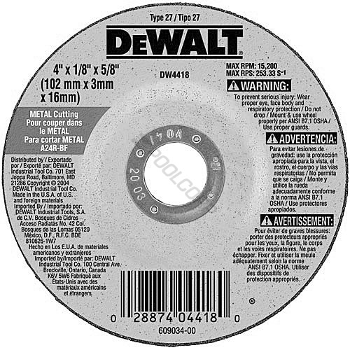 Gen Purpose - Metal Grinding Wheel 4.5X.25X7/8"