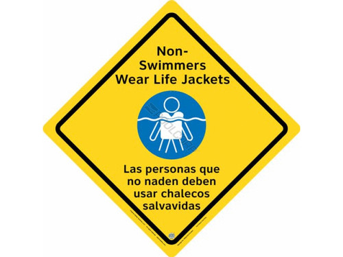 Outdoor Eng/Sp 23" Wear Life Jackets Sign