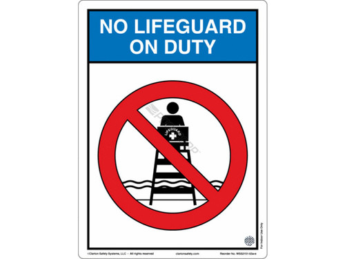 Outdoor No Lifeguard On Duty Sign