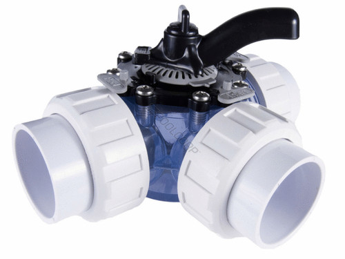 1.5" Union 3-Port Clr Pvc Hydroseal Valve
