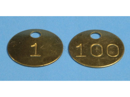 100/Pk Brass Numbered Check Tags 100/Pk Brass Numbered Check Tags