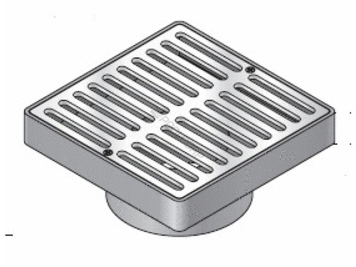 NDS 920B Square Grate with Styrene Adapter; 6 Inch, Satin Brass, Single Grate