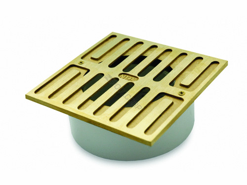 5" Satin Brass Square Grate W/ Pvc Collar 5" Satin Brass Square Grate W/ Pvc Collar
