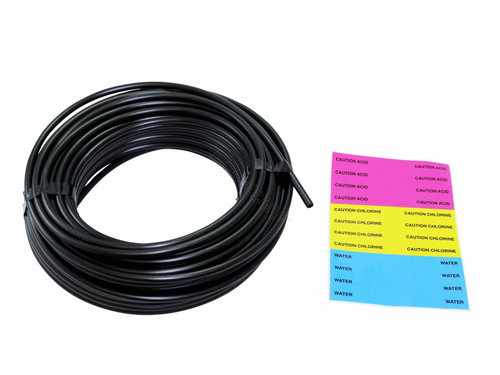 .25"X100' Intellichem Black Tubing W/ Labels