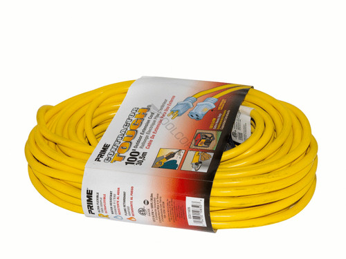 100' Extension Cord Yellow 12/3 Sjtw Lit End
