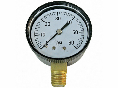 0-60Psi .25" Btm Mount Pressure Gauge