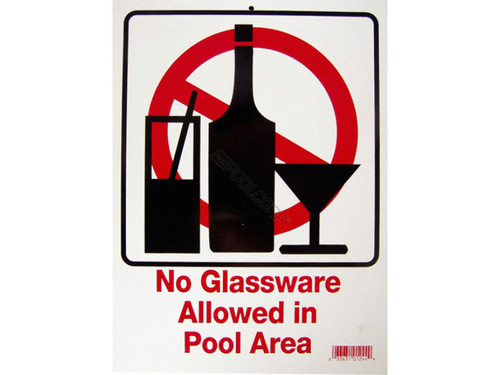 9"x12" No Glassware Allowed Vertical Pool Sign SW-44 9"x12" No Glassware Allowed Vertical Pool Sign SW-44