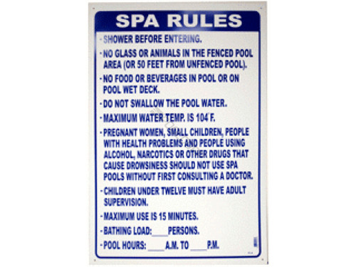 24" x 36" Vertical SPA RULES Sign (FL)