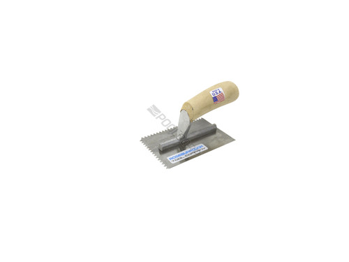 Midget .25" V-Notch 4"X6" Trowel W/ Wood Handle Midget .25" V-Notch 4"X6" Trowel W/ Wood Handle