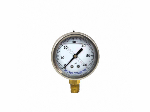 2.5" 0-60Psi .25" Btm Mount Liquid Filled Psi Gauge