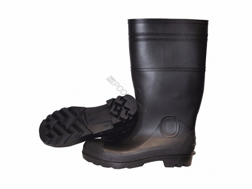 16" Black Pvc Size 10 Plain Toe Boot 16" Black Pvc Size 10 Plain Toe Boot