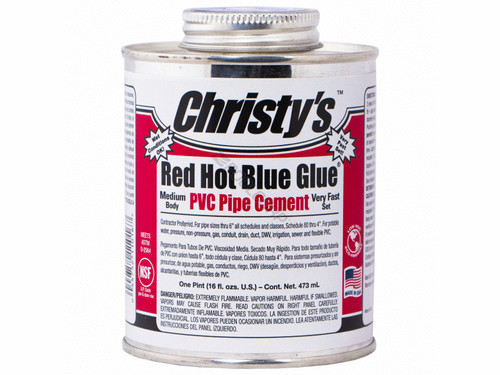 Christy's 505199 Red Hot Blue Glue PVC Cement 16oz Christy's 505199 Red Hot Blue Glue PVC Cement 16oz