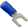 Flanged Fork Terminal, 16-14 AWG, #8 Stud, Blue, Quantity 25