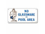 12"x6" No Glassware in Pool Area Sign