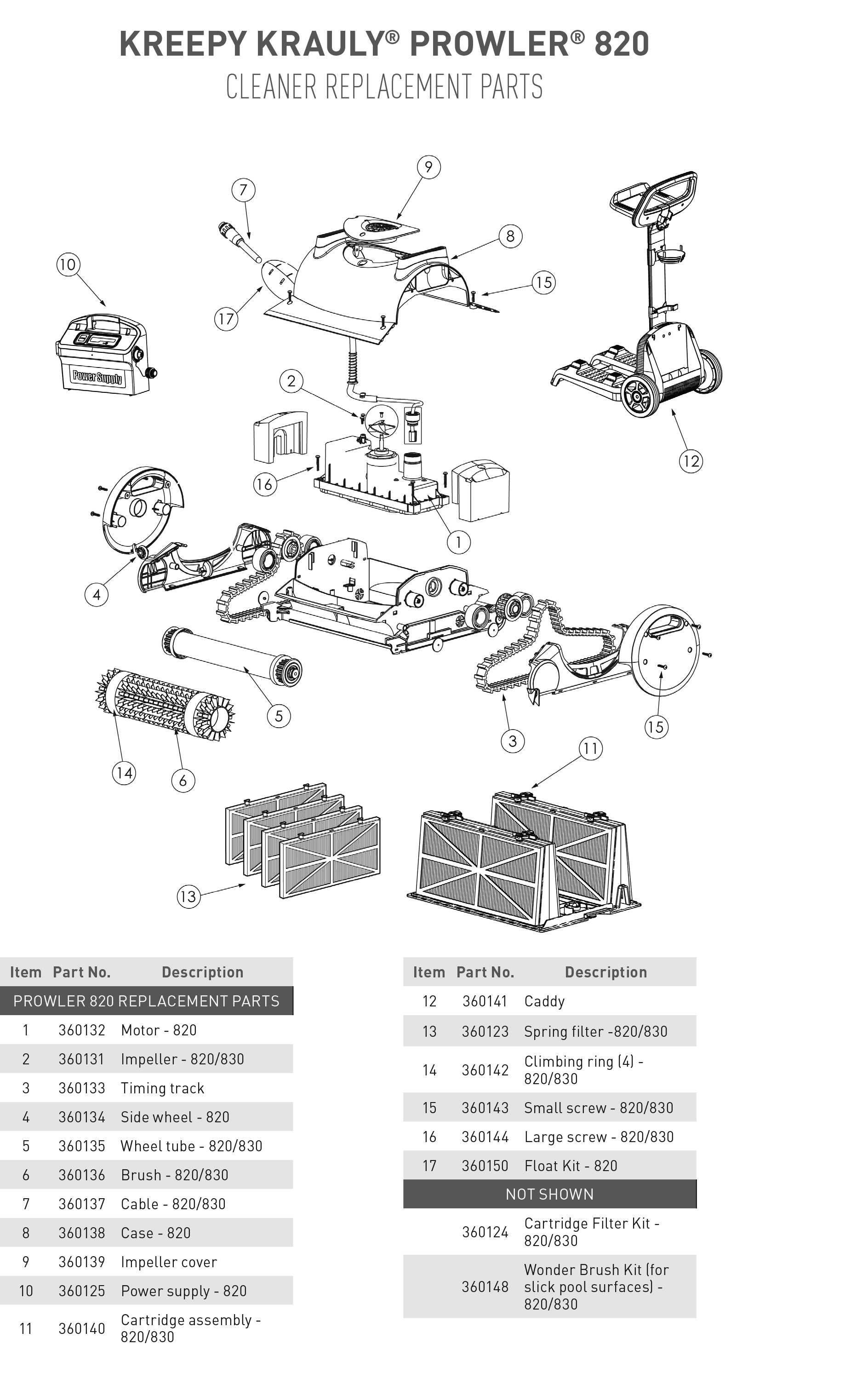 Kreepy Krauly Prowler 820 Parts