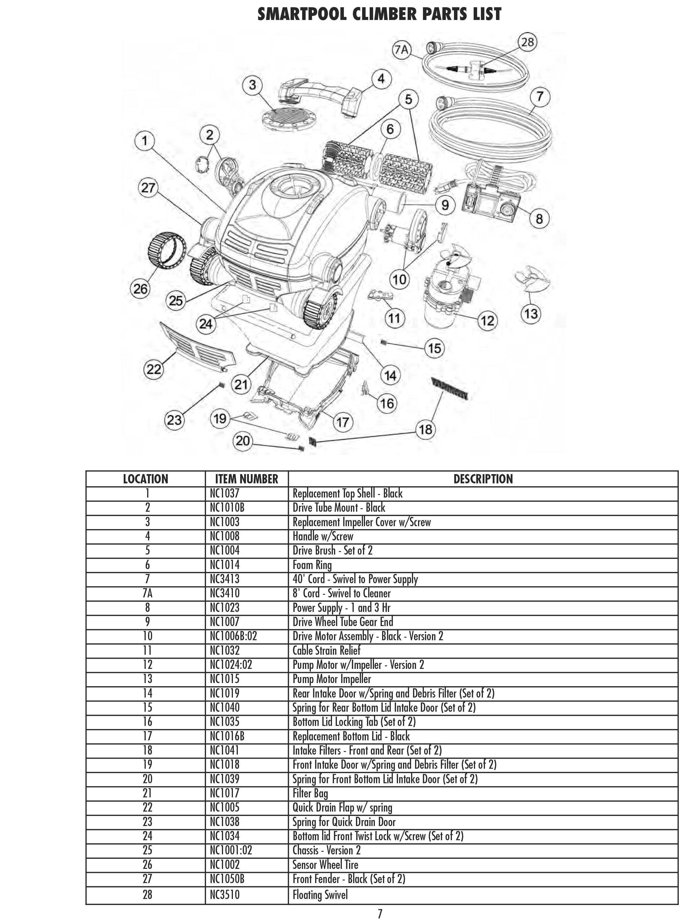 SmartPool Climber Parts