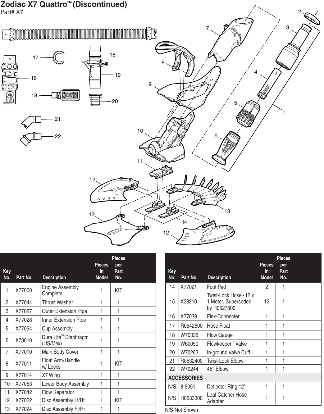 Zodiac X7 Quattro Parts