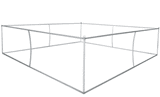 A square hanging frame made of silver metal, designed to hold tension fabric.
