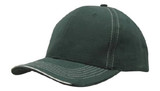 A green cap with contrasting white stitching and an open lip sandwich design. It features a logo on the front.